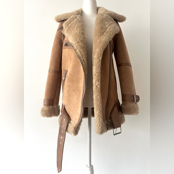 NWOT! Avec Les Filles Bonded Faux Shearling Biker Jacket women’s XXS - Picture 1 of 9